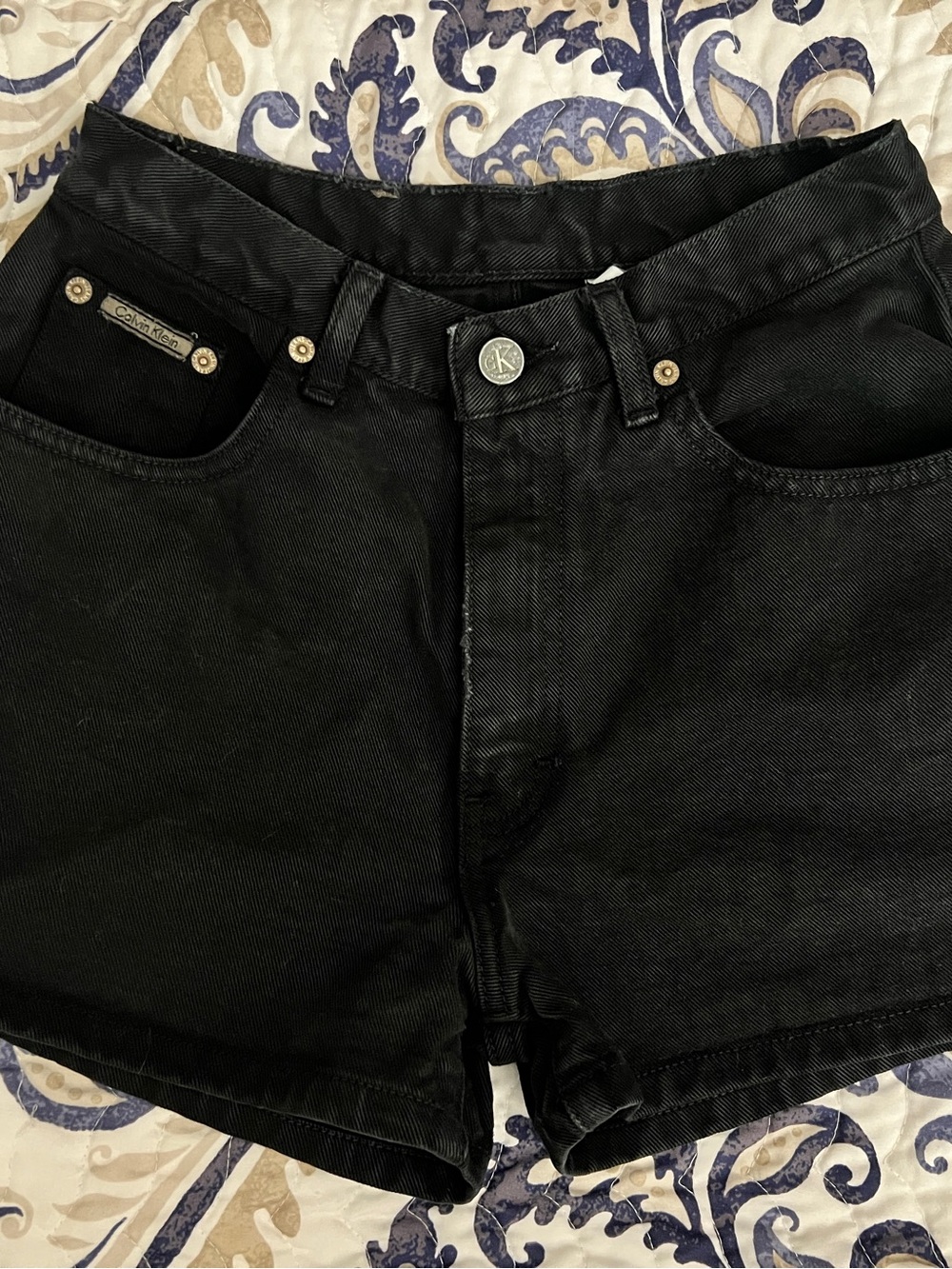 Calvin Klein Black High-Rise Denim Shorts - Vintage 1991-1995 - One Owner